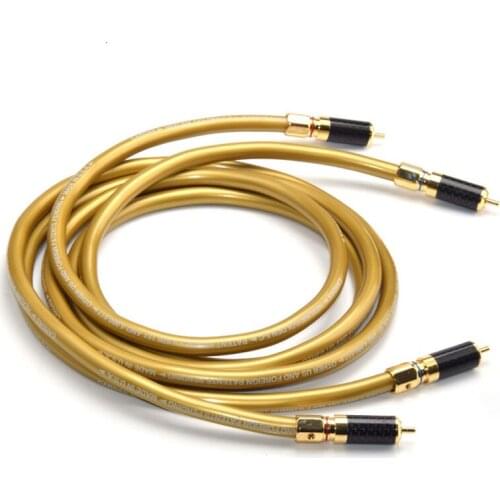 QINCROWN Cardas Pair Hifi 2RCA Male to Male Audio Cable With Carbon Fiber RCA Plug