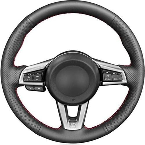 Hand-stitched Black Artificial Leather Custom Car Steering Wheel Cover for Mazda MX-5 2015 2016 2017 2018 2019 2020