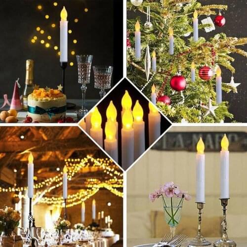 12PCS LED Flameless Taper Flickering Battery Operated Candles Lights Party Decor