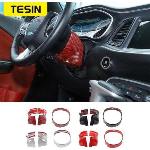 TESIN Car Electric Adjustable Steering Wheel Base Lower Decor Stickers Accessories for Dodge Challenger /Charger /300C 2011