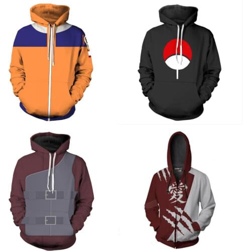Cosplay Gaara Hoodie 3D Printed Zip Up Sweatshirt Men Women Pullover Hatake Kakashi Costume Anime Series Hoody