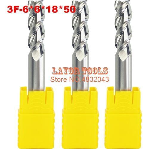 3f-6.0,hrc50,carbide Square Flatted End Mill,3flute Milling Cutter For Aluminum Endmill Tools Carbide Cnc End Mill Router Bits