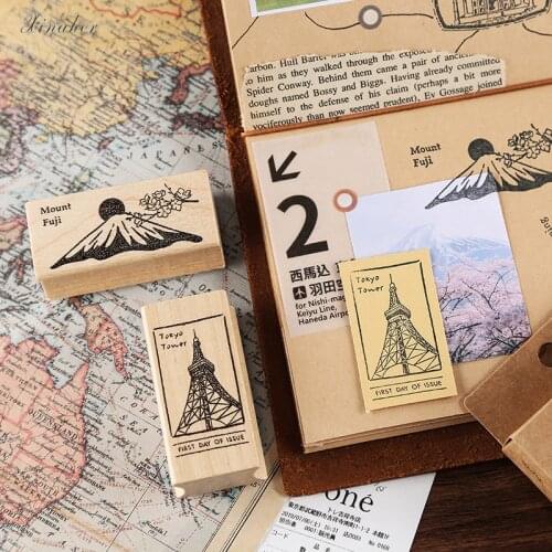 Vintage world famous building travel decoration stamp wooden rubber stamps for scrapbooking stationery DIY craft standard stamp