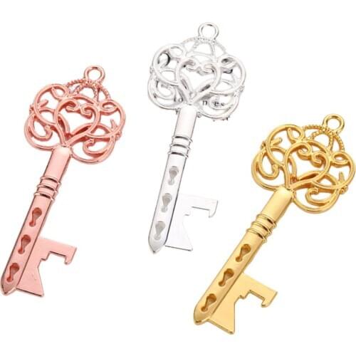 50Pcs Vintage Flower Engraved Keys Bottle Openers Wedding Party Souvenir Gift