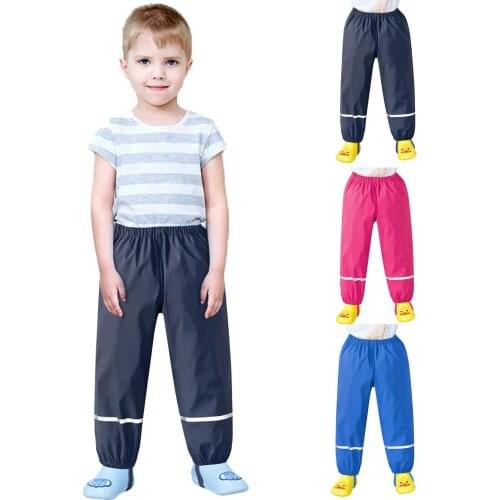 Waterproof Girl Pants Solid Color Children’s Kids Rain Dungarees Mud Trousers Breathable For Girls Boys Штаны Для Мальчиков