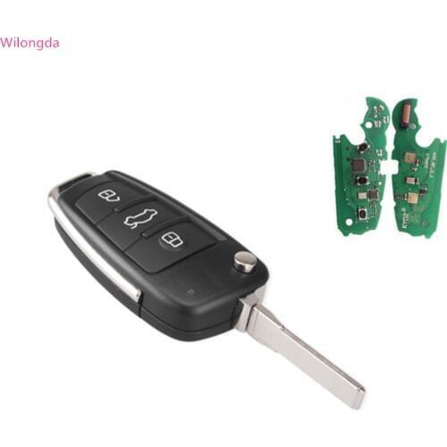 Wilongda Car key 3 Button flip remote key 315MHZ 433mhz 8e Chip For audi A6 Q7 auto Key