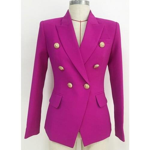QUALITY Newest HIGH 2021 Designer Blazer Womens Lion Buttons Double Breasted Blazer Jacket Purple