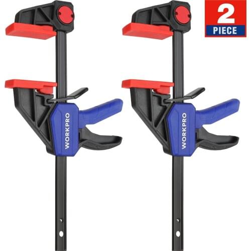 WORKPRO 2PC Ratchet Bar Clamp Set 6-Inch/150mm Quick Release and One-Handed Heavy-Duty Bar Clamp/Spreader for Woodworking