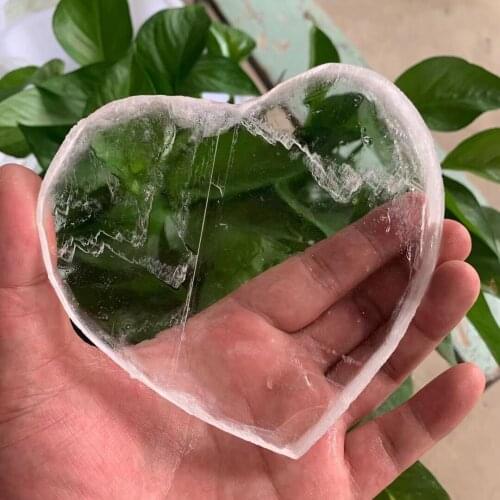 10-12cm Natural White Clear Selenite Heart Gypsum Crystals Cup Mat Chakra Rough Stone