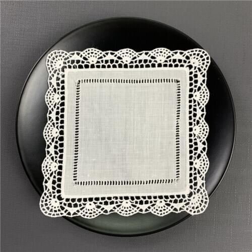 120 pcs moda cocktail guardanapos 6x6 "polegadas branco linho guardanapo coaster cocktail guardanapos vestir qualquer festa