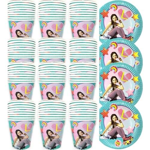 120PCS Happy Birthday Party Soy Luna Theme Plates Cups Decoration Events Supplies Baby Shower Girls Favors Tableware Set