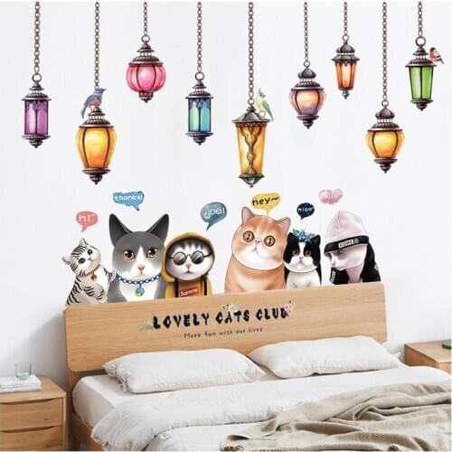 2 Style Cute Cats Wall Stickers DIY Animals for Kids Rooms Safari Nursery Rooms Baby Home Decor Poster Cat Wall Decal 60*90cm