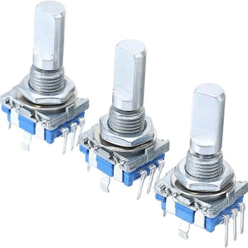 3Pcs Small Rotary Encoder With Push Button Electrical Switch Accessories 6mm Shaft Diameter 20 Position 360 Degree