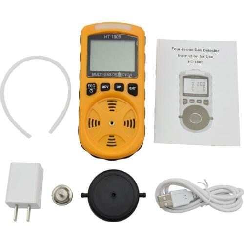 4 in 1 Multi Gas Detector O2 H2S CO Combustible With Gas Sampler Pump Oxygen Hydrogen Sulfide Carbon Monoxide Gas Analyzer