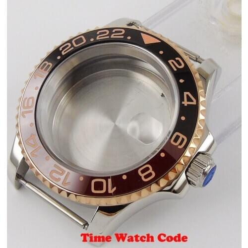 41mm Parnis Watch Case fit ETA 2836 Miyota 8215 Mingzhu 2813 automatic Movement Rose golden edge Sapphire Glass ceramic bezel