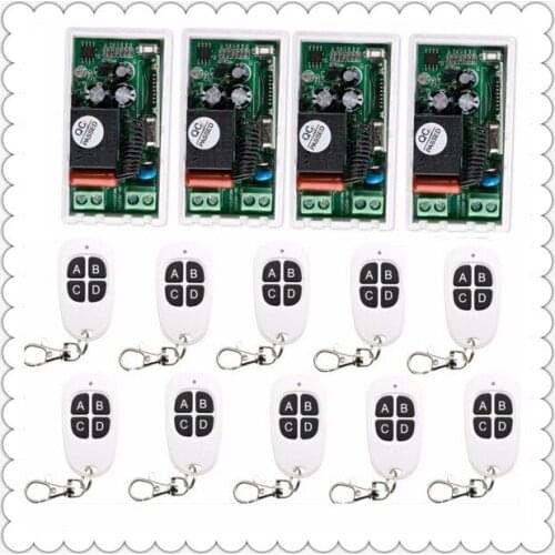 AC 220V 1 CH RF Wireless Remote Control Switch 4 receiver+10 transmitter Simple connection home appliances/lamp JRL-2201