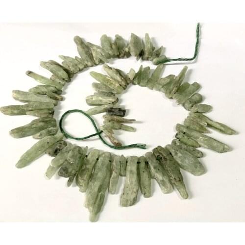 Wholesale 1of 15.5" Full Strand 100% Natural Green Kyanite Kunzite Beads,Raw Nugget Gem Stone Long Chip Beads for jewelry diy