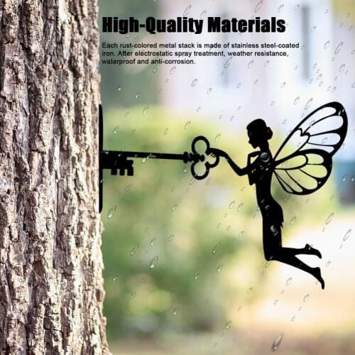 Fairy Elf Tree Plug Decoration Metal Art Elf Inserting Ornament New Creative Iron Art Outdoor Garden Decoration Waterproof