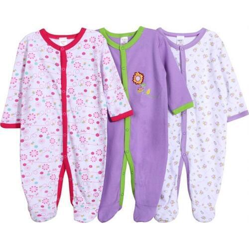 Baby Romper 100% Cotton Infant Newborn 12M Baby Girl Jumpsuits 3pc/lot Long Sleeve Baby Boy Clothing Baby Clothes Set