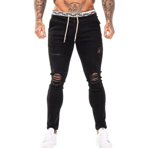 Gingtto Skinny Jeans Men Slim Fit Ripped Mens Jeans Big and Tall Stretch Blue Men Jeans for Men Distressed Elastic Waist zm163