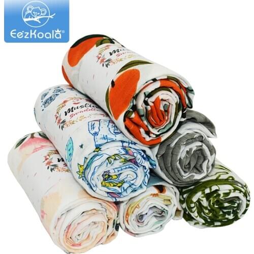 EezKoala 100% Cotton Muslin Baby Swaddle Blanket Newborn Wrap Hammock Swaddling Padding Wraps Bath Towel cloth diaper mat