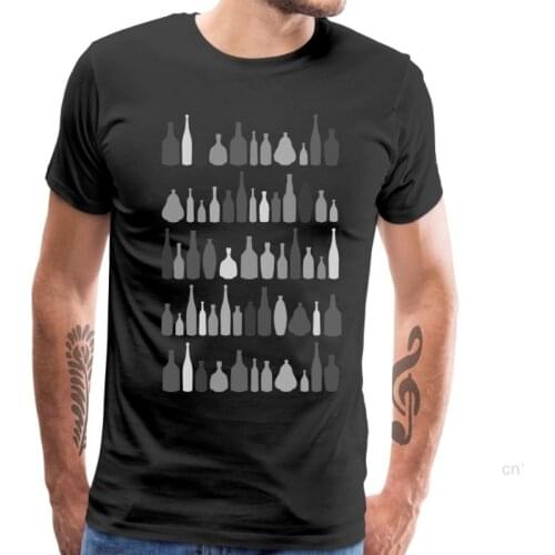 Grey Bottles Simple Style T Shirt Beer 100% Cotton O Neck Mens Tops Wine Tees Crazy Drink T-shirts Designer Short Sleeve Tshirt