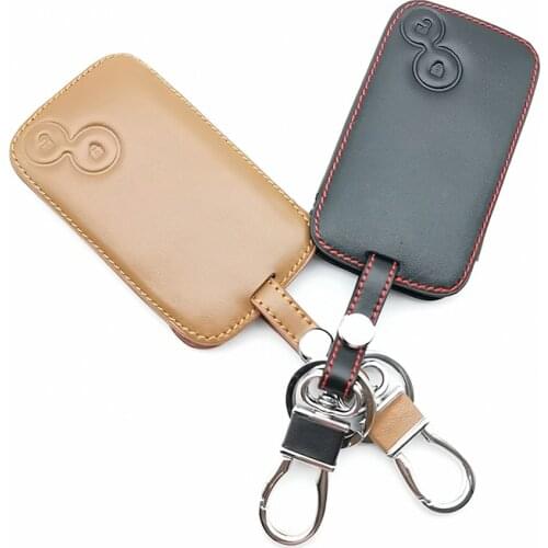 Praise Leather Car Key Case Key Holder Keychain Protector for Renault Laguna 2 Smart Buttons Shell Cover Remote Fob Accessories