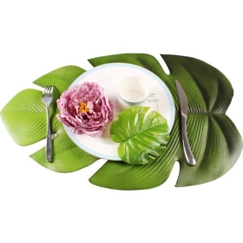 60x38cm Super Large Size Monstera Shaped Table Mat Green Leaf Placemat Dining-table Coaster EVA Eco-friendly Placemats Cup Mats