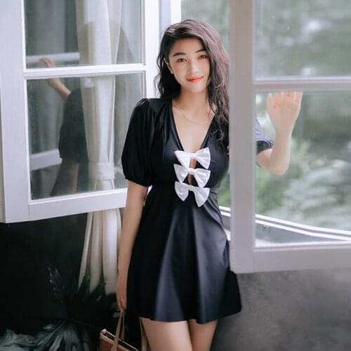 Swimsuit Women 2021 Whole Sexy One Piece Female Bath Suit Summer Gas Black French Retro Skirt Print Polyester Sierra Surfer Push