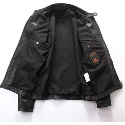 Designer Mens Spring New Sheepskin Leather Jacket Motorcycle Biker Genuine Leather Jacket Casual Punk Outwear Coat Rock Jackets