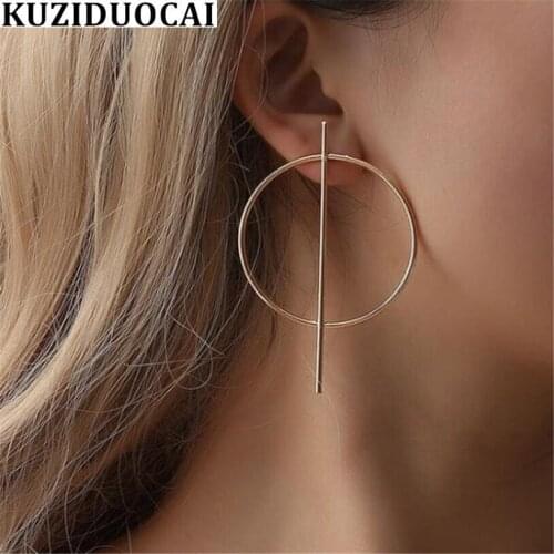 Kuziduocai New Fashion Jewelry Punk Bohe Modern Metal Circle Round Statement Drop Earrings For Women Brincos Pendientes E-1951