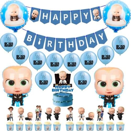 New Boss Baby Latex Balloons BOSS Foil Ballons Baby Shower Happy Birthday Banner Party Decoration Boy Girl Cake Topper Kids Toys