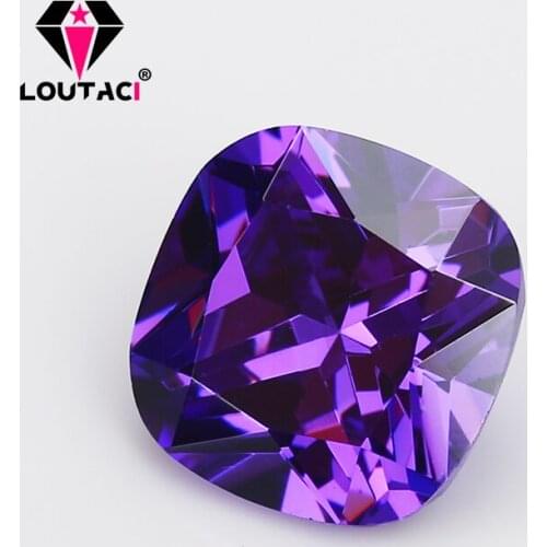 LOUTACI Loose Gemstone Violet Cushion Cubic Zirconia Elegant Jewelry For Women Small Size 3x3-4x4mm