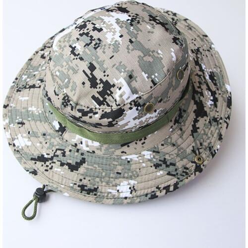 MAERSHEI Men Women Fisherman Hats Sports Cotton Twill Chin Cord Military Camouflage Hunting Hat Travel Sun Cap Bucket Style