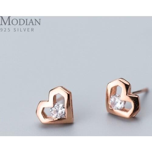 Modian 2020 New Authentic 925 Sterling Silver Clear CZ Special Design Cute Stud Earrings for Women Wedding Fashion Jewelry