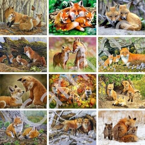 Mosaic Fox Picture DIY 5D Diamond Painting Animal Cross Stitch Kit Embroidery Wall Art Full Round&Square Drill Home Decoration
