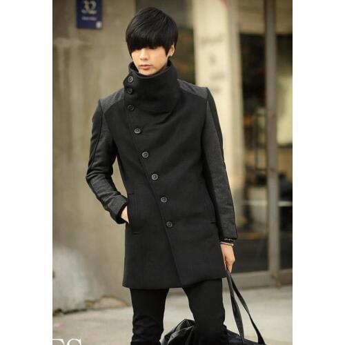 Cheap winter coats for mens 2020 cashmere clothing wool trench coat long design thermal cashmere coat slim casual outerwear 3XL
