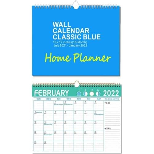 Wall Calendar Jul. 2021-Dec. 2022 Holiday Highlighted Ruled Space for To-Do List N0PB