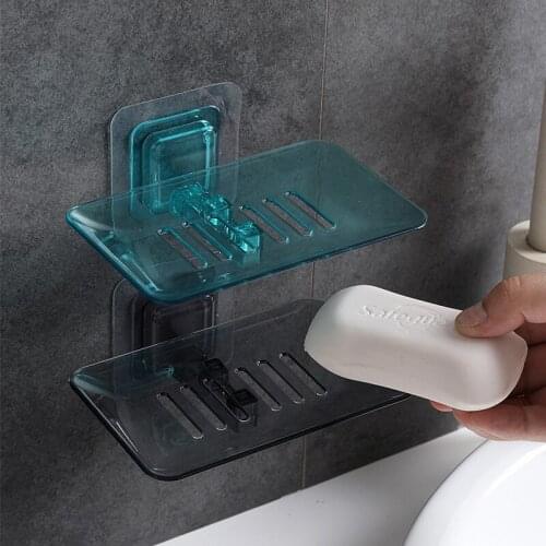 Perforation-Free Wall Hanging Crystal Soap Box Toilet Wall Suction Soap Holder Drain Rack Bathroom Soap Storage Box