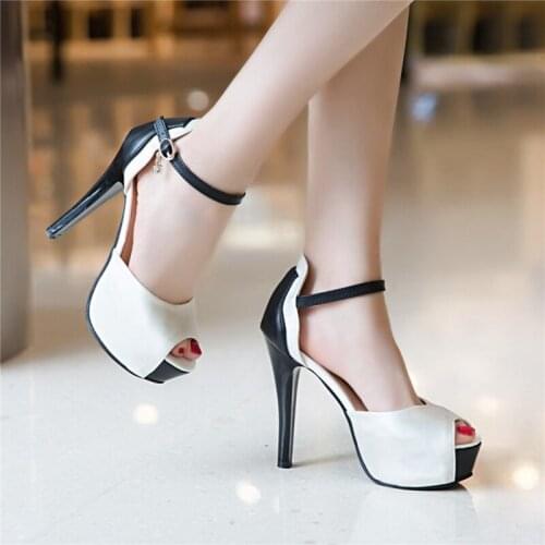 New summer versatile fish mouth season waterproof herringbone belt high-heeled womens shoes-t871