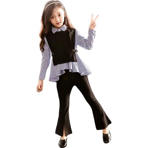 Girls Clothing Holiday Set For Girls Spring Kids Clothing Suit Striped 3 Pcs Childrens Clothing For Teen Girls 6 8 12 Years