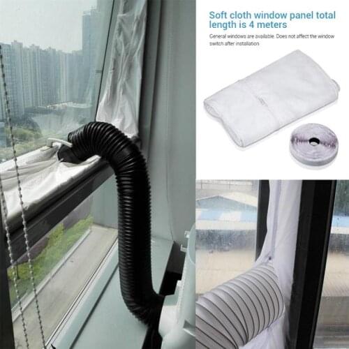 AirLock Window Seal for Portable Air Conditioner,400 Cm Flexible Cloth Sealing Plate Window Seal with With Zip and Adhesive Fast