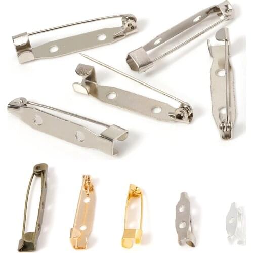 50pcs Brooch Pins Base 20/25/30mm Silver Gold Bronze Pin fitting Brooch Back for DIY Brooch Jewelry Making Handmade Accessories