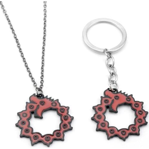 The Seven Deadly Sins Dragons Sin of Wrath Meliodas Dragon Tattoo Totem Logo Alloy Pendant Necklace Jewelry Keychain Key Chains