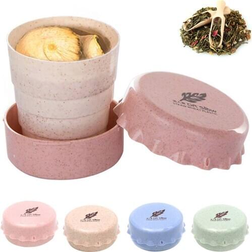 Portable Collapsible Folding Cup With Lid Straw Wheat Plastic Mug Outdoor Travel Camping Drinking Cups AUG889