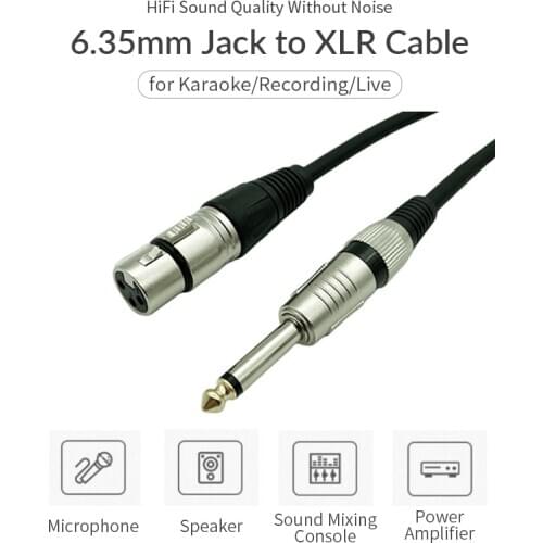Profession Condenser Microphone 6.35mm Jack to XLR Cable Male to Female Audio Cable for Microphone Sound Consoles Amplifier