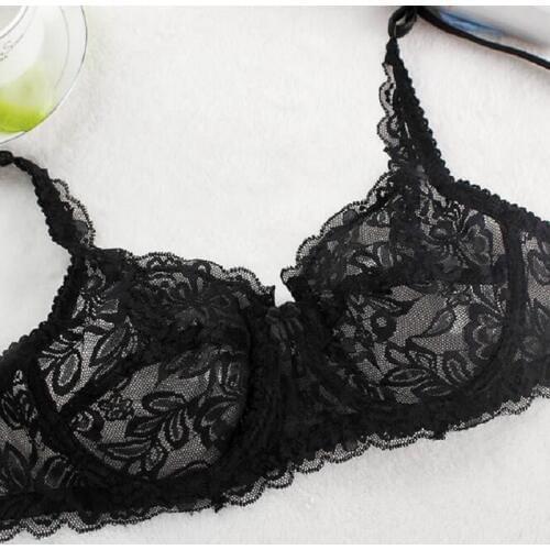 Plus Size Push Up Bra Sexy Lace Bra Intimate Thin Cup Bras for Women Black Underwear Brassiere Sujetador soutien gorge