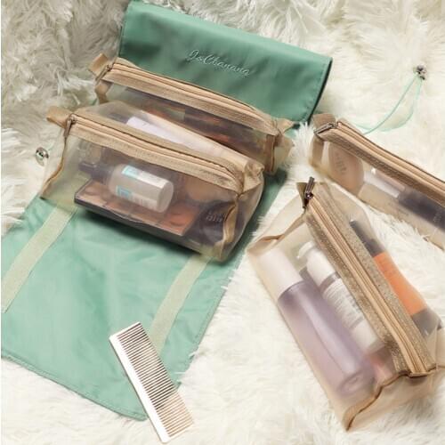 Detachable cosmetic bag makeup travel skin care bag Folding travel storage Toiletries bag yellow green black
