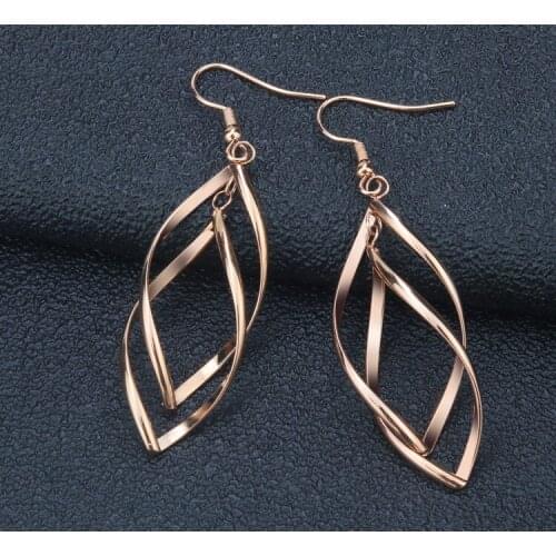Rose Gold Color jewelry Females dangle earrings Gold color Fashion brincos Earhook Accessories Silver color long earrings