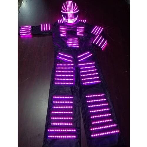 LED luminous Dance Costume Dance Robot costume Stilt stage dress remote control color changing electric Dance clothes
